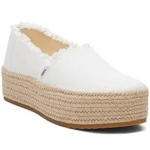 Toms White Platform Espadrilles